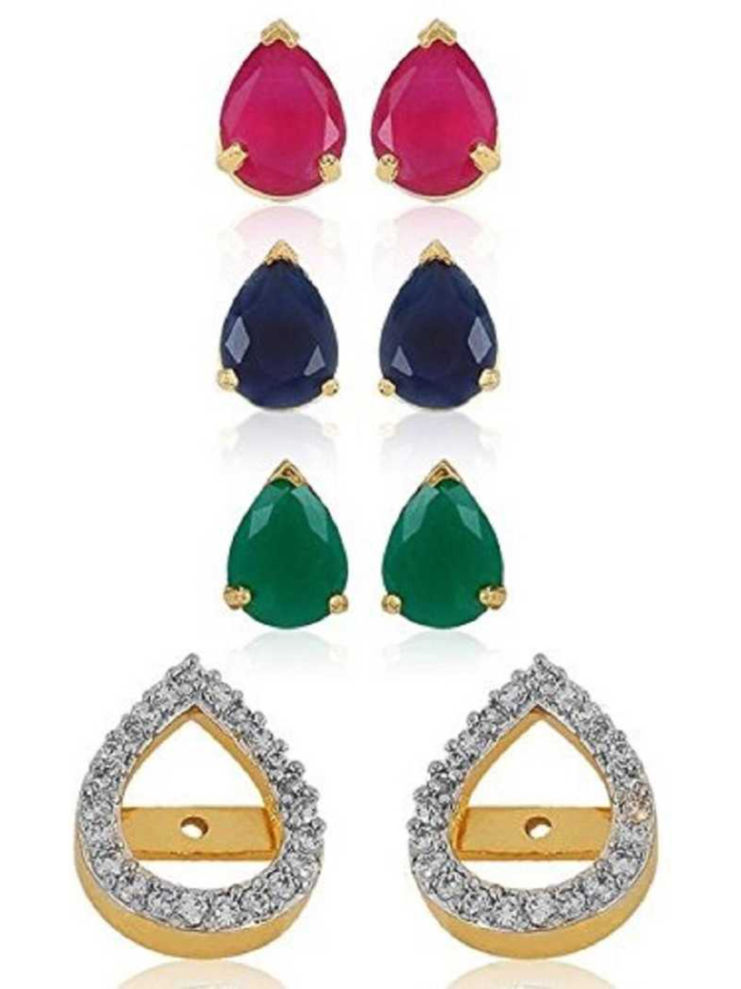 YouBella Multi-Color 6 in 1 Interchangeable Water Drop Shaped Earrings